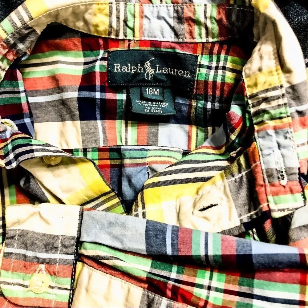 Ralph Lauren Spring Plaid Button-Down Sz 18M